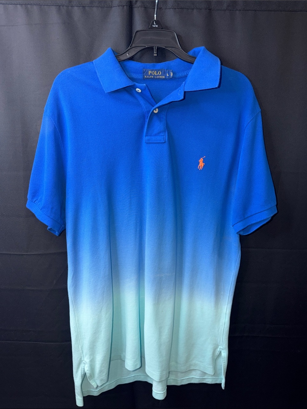 Polo by Ralph Lauren Blue Ombre Short-Sleeve Polo with Orange Pony